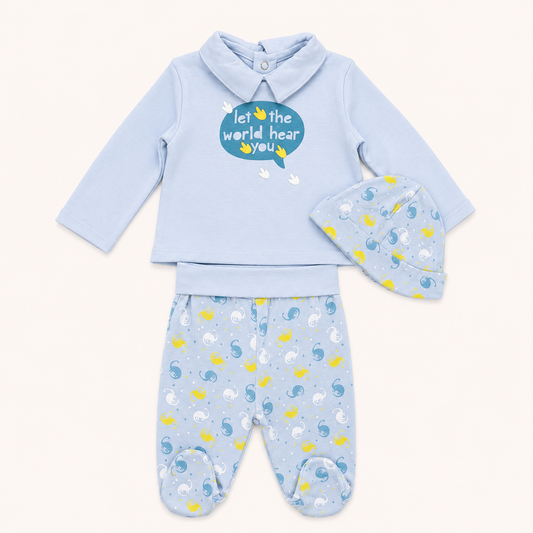 Ensemble 3 pièces Boboli bleu - Thème Dinosaures