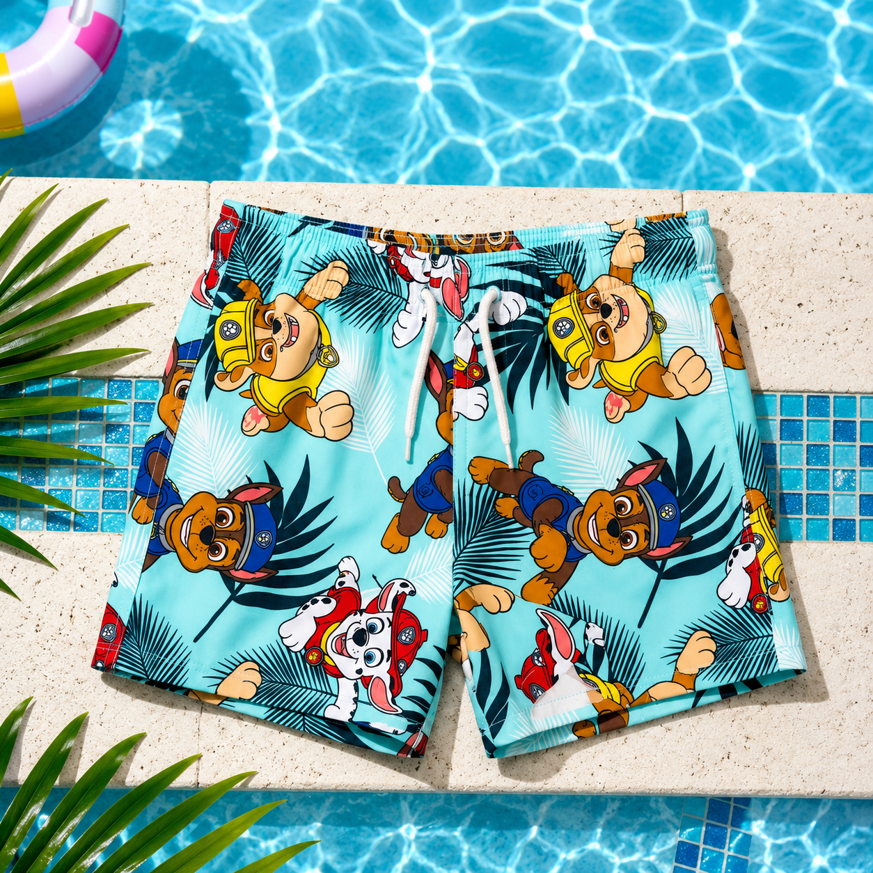 Short de bain enfant Pat' Patrouille – Turquoise et Imprimé Tropical