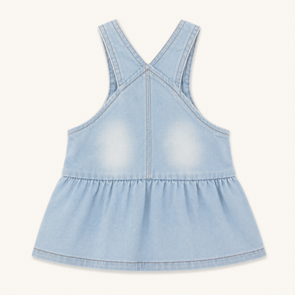 Robe salopette en jean motif souris avec volants - Bébé fille