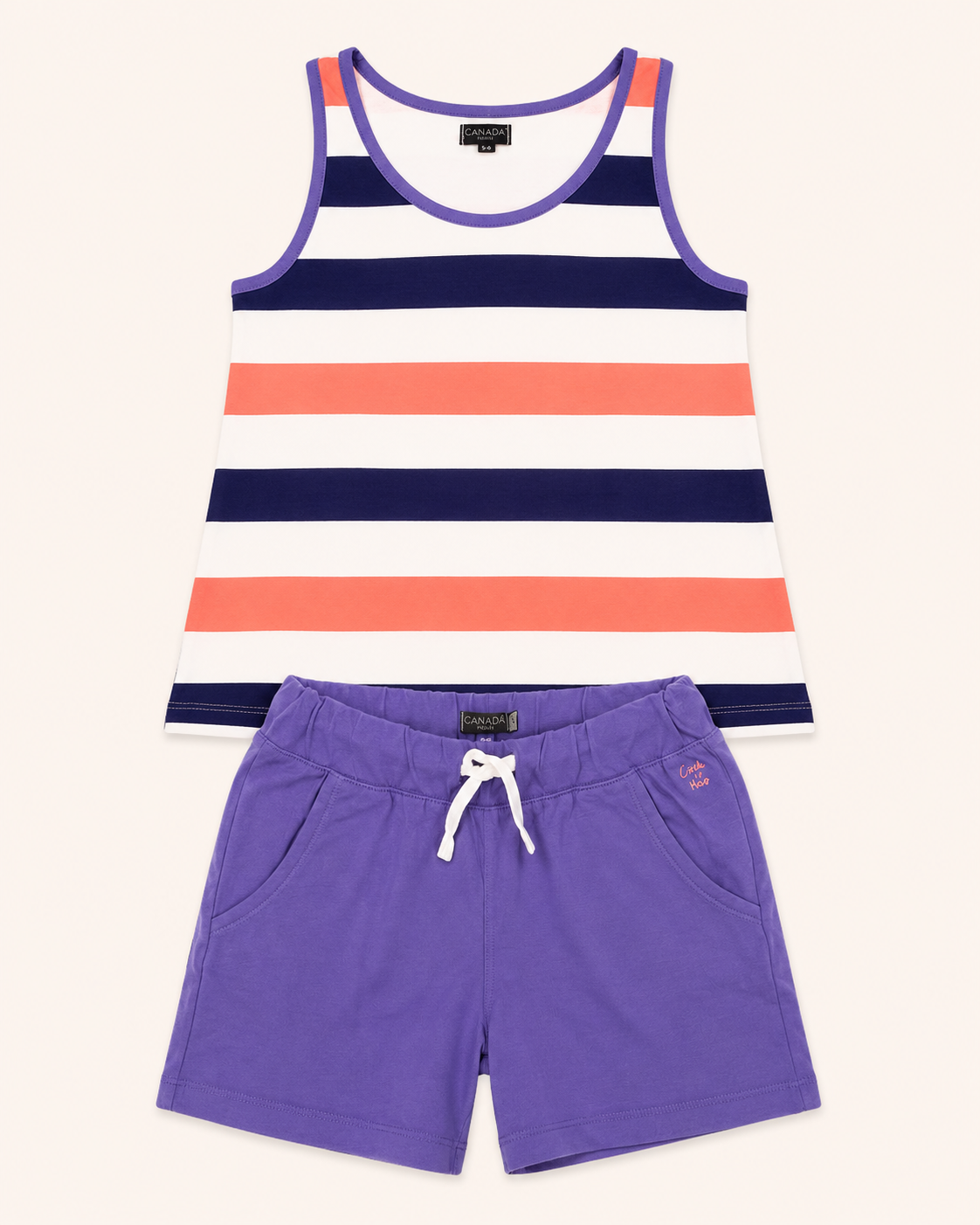 Ensemble débardeur rayé et short violet - Fille - Canada House