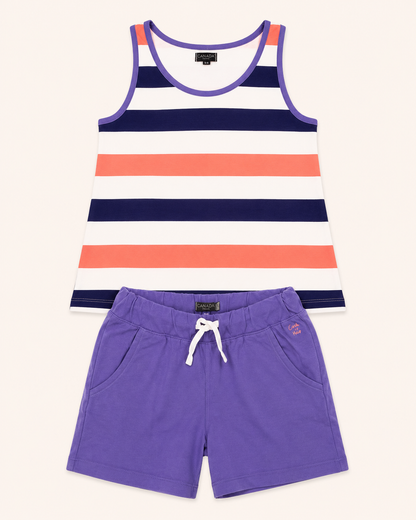 Ensemble débardeur rayé et short violet - Fille - Canada House