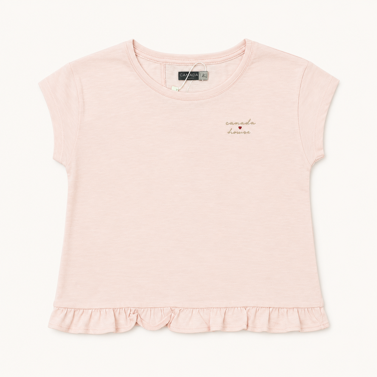 T-shirt Fille Rose Pâle à Volants – Canada House