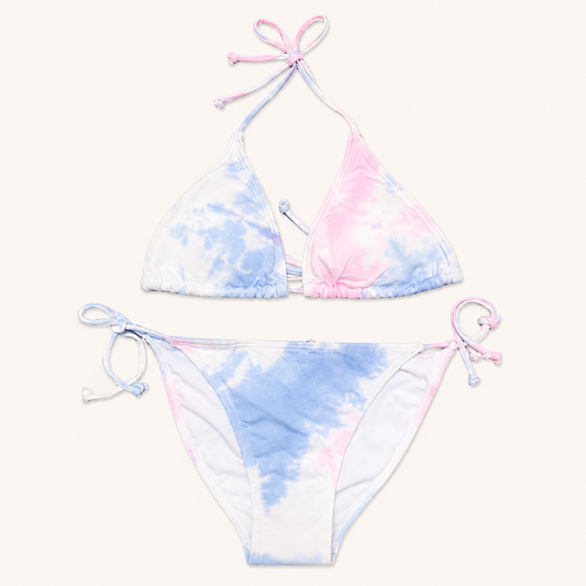 Maillot de bain 2 pièces fille Tie & Dye – Pastel Rose et Bleu