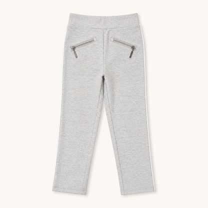 Pantalon de jogging droit gris chiné à poches zippées – Orchestra