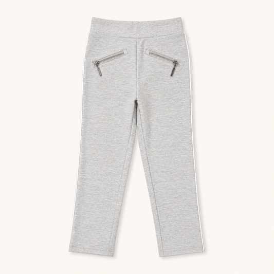 Pantalon de jogging droit gris chiné à poches zippées – Orchestra