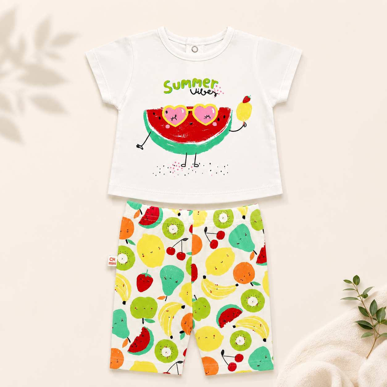 Ensemble t-shirt "Summer Vibes" et cycliste imprimé fruits - Bébé fille - Canada House