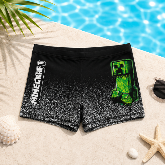 Boxer de bain enfant Minecraft Creeper – Noir et Vert
