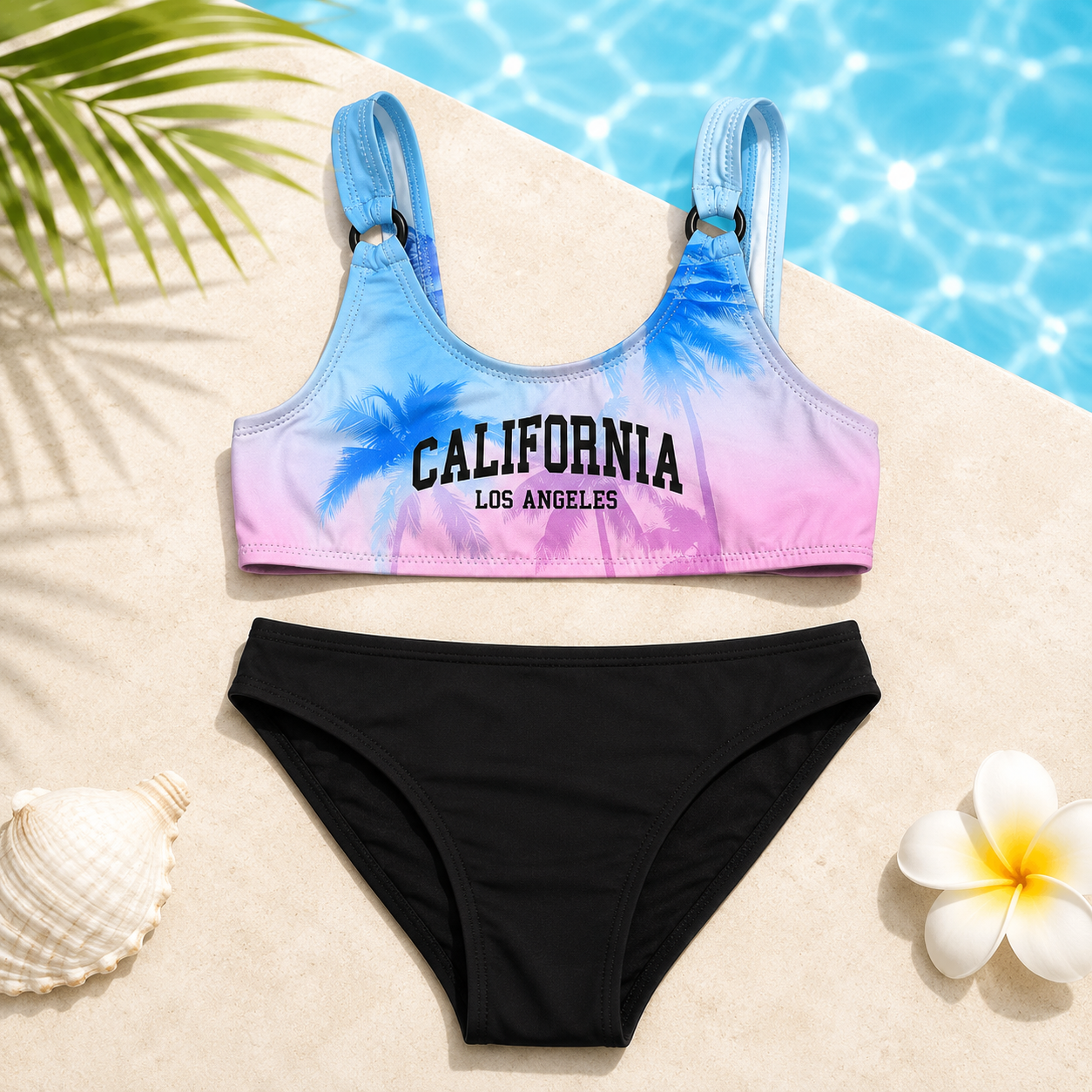 Maillot de bain 2 pièces fille California – Dégradé Bleu et Rose
