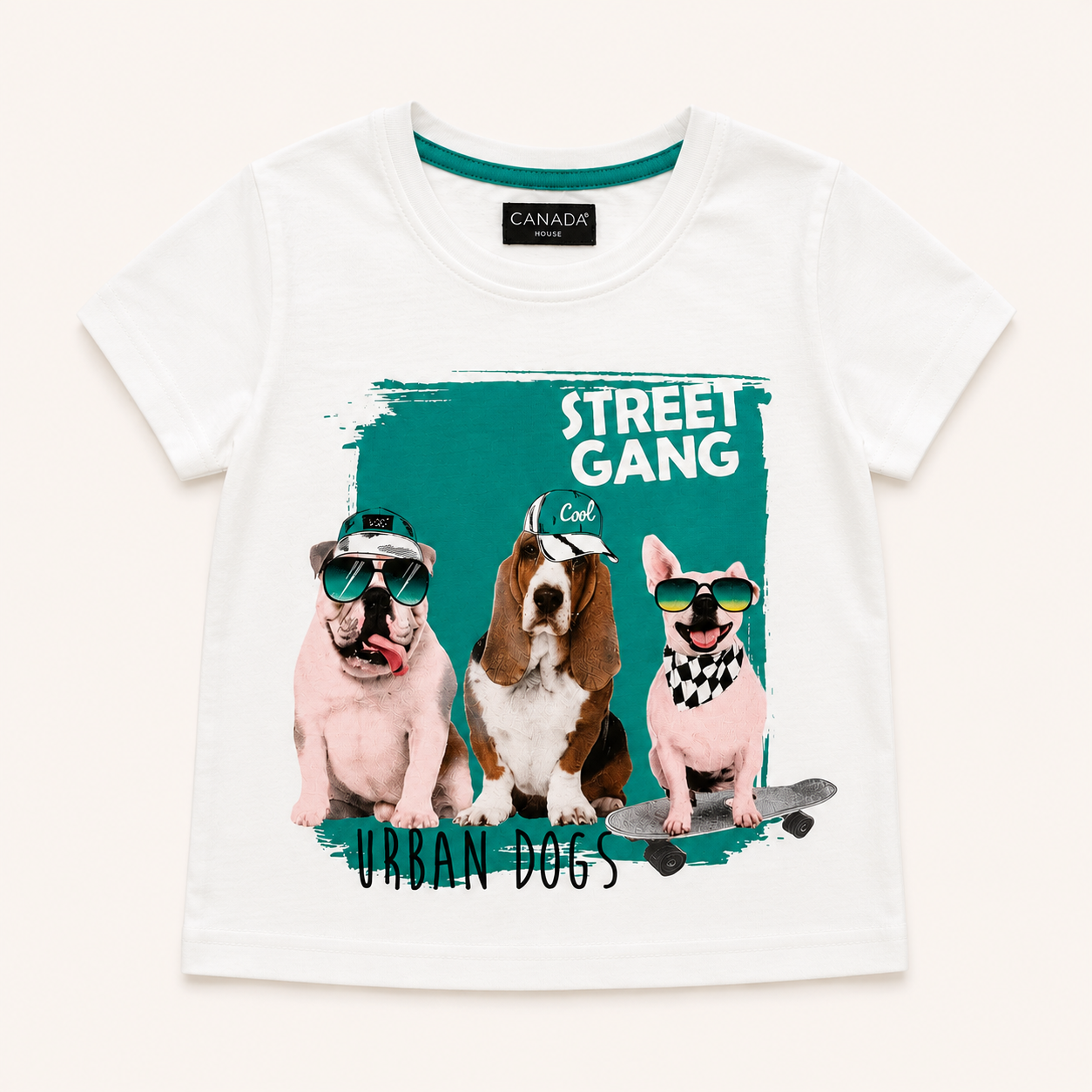 T-shirt blanc imprimé "Street Gang" - Garçon - Canada House