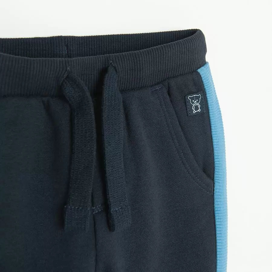 Pantalon de jogging bleu marine à bandes contrastantes bébé garçon
