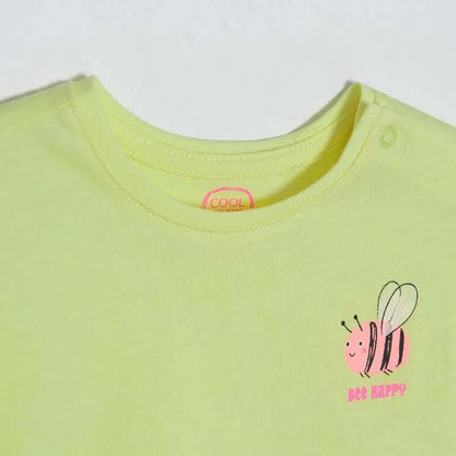 T-shirt jaune à motif abeille "Bee Happy"