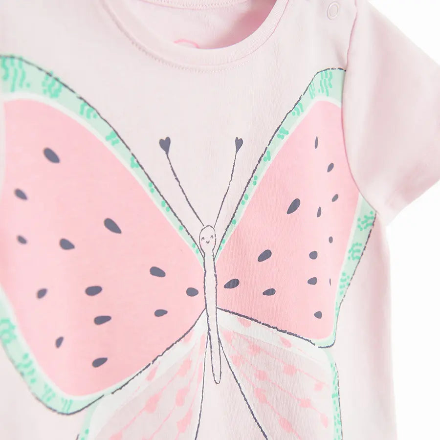 T-shirt Rose Motif Papillon Pastèque - Cool Club