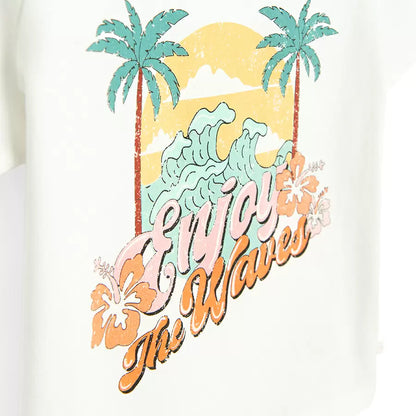 T-shirt Court Blanc Style Surf Californien - Fille Cool Club