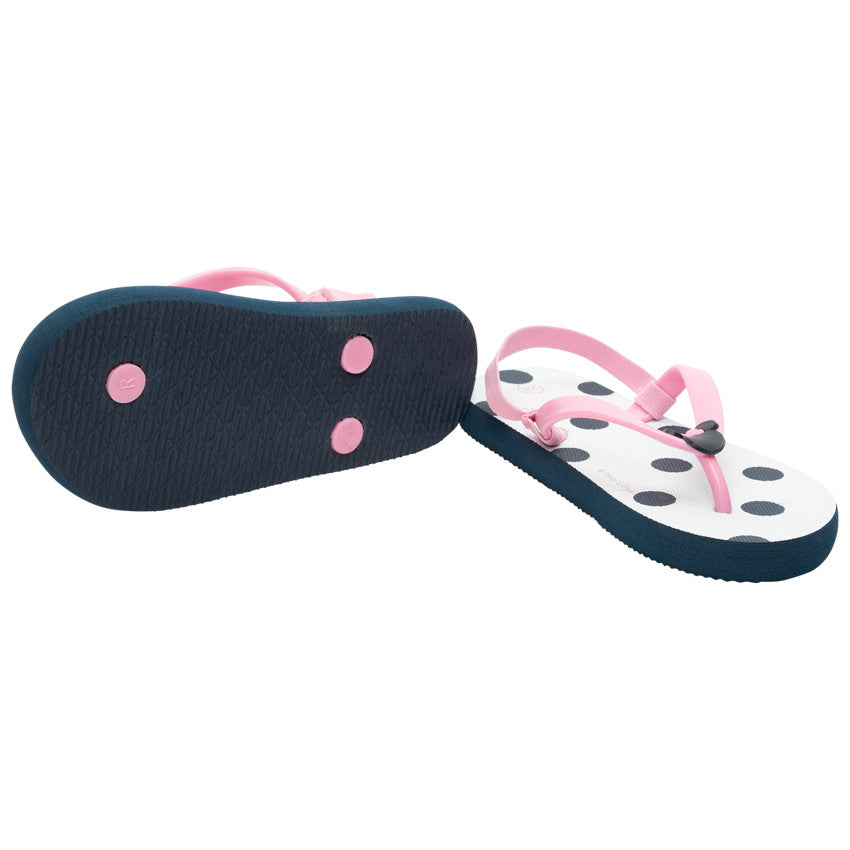 Tongs imprimé pois et badge Minnie Disney pour fille avec lanière selon l'âge
