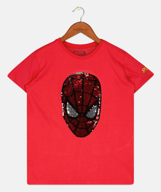 T-shirt Rouge Marvel Spider-Man à Sequins Réversibles