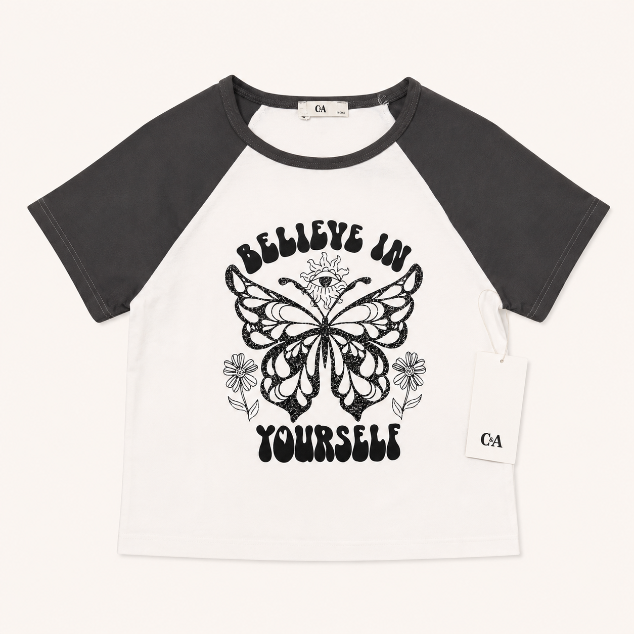 T-shirt bicolore à manches courtes
