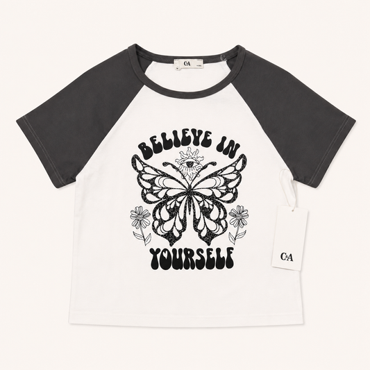 T-shirt bicolore à manches courtes
