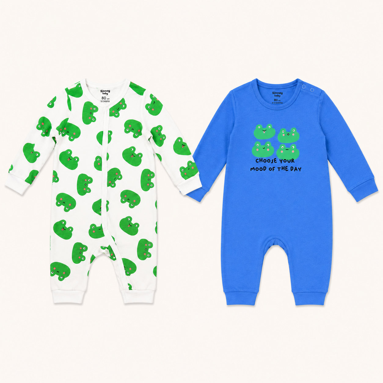 Pyjama bébé bleu motif grenouilles - Sinsay