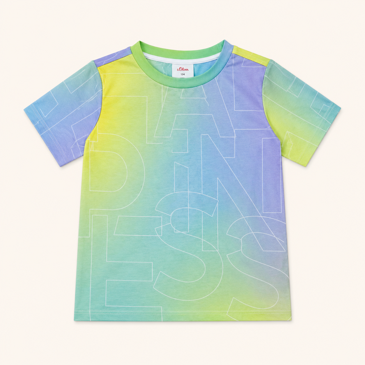 T-shirt Garçon Imprimé Graphique et Dégradé de Couleurs Pastel