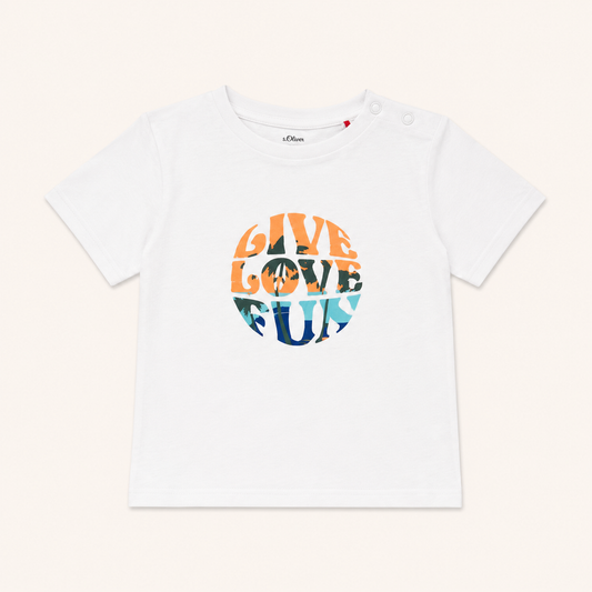 T-shirt Bébé Blanc à Imprimé Tropical "Live Love Fun"