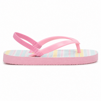 Tongs à rayures multicolores pour fille avec lanière selon l'âge