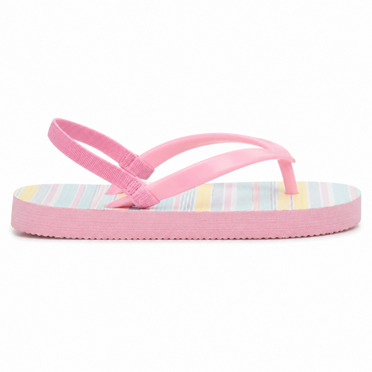 Tongs à rayures multicolores pour fille avec lanière selon l'âge
