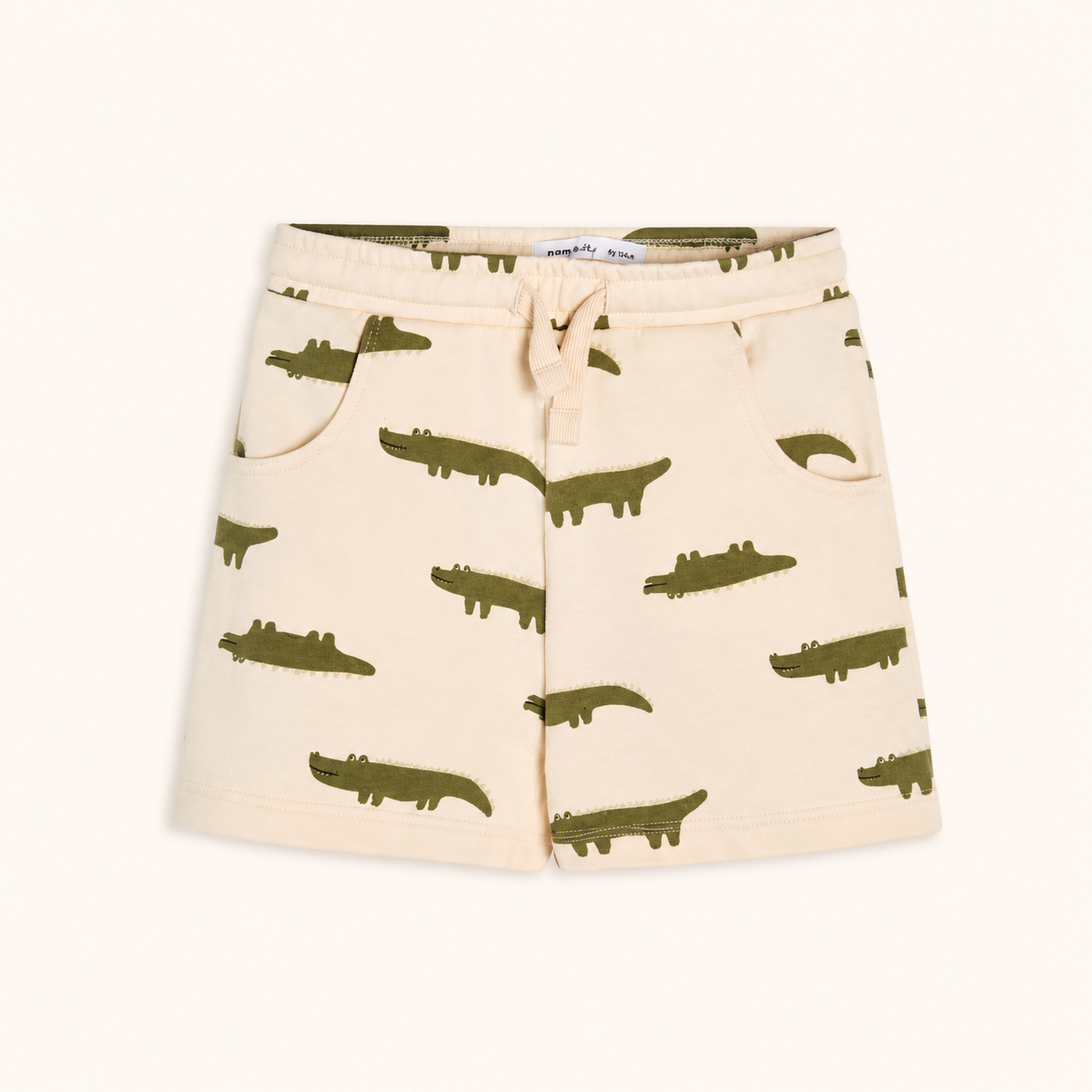 Lot de 2 Shorts en Molleton Bébé Enfant – Beige Kaki et Imprimé Crocodiles