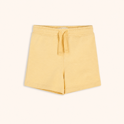 Lot de 2 Shorts en Molleton Enfant – Beige Abricot Imprimé Lion et Jaune Pastel