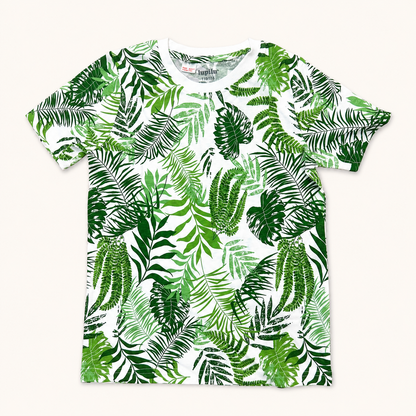 Ensemble Pyjama Court Enfant – Motif Feuilles Tropicales Vertes