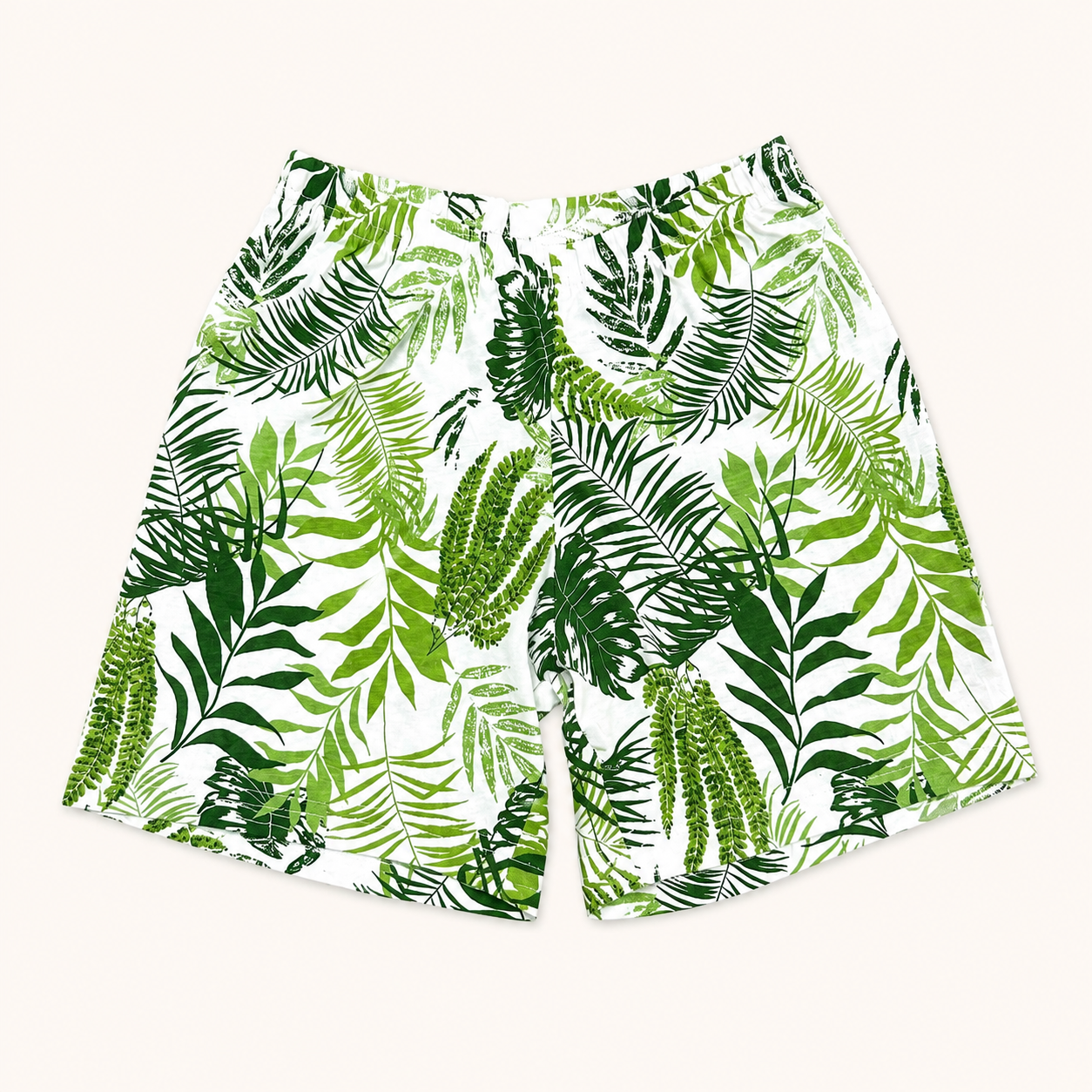 Ensemble Pyjama Court Enfant – Motif Feuilles Tropicales Vertes