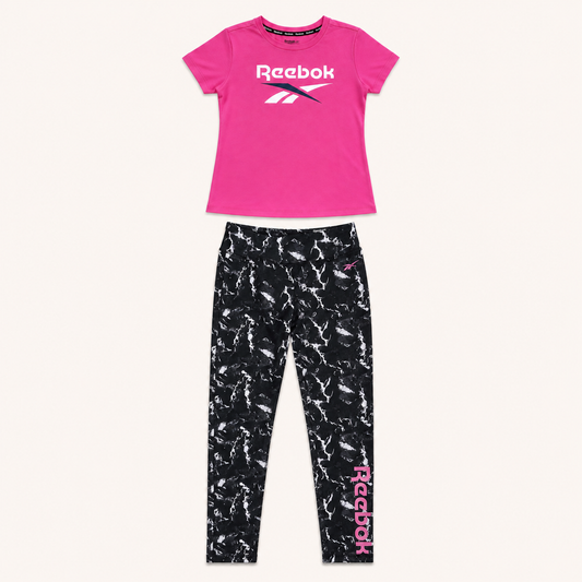 Ensemble Reebok Fille Rose et Noir Marbré