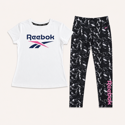 Ensemble Reebok Fille Blanc et Noir Marbré