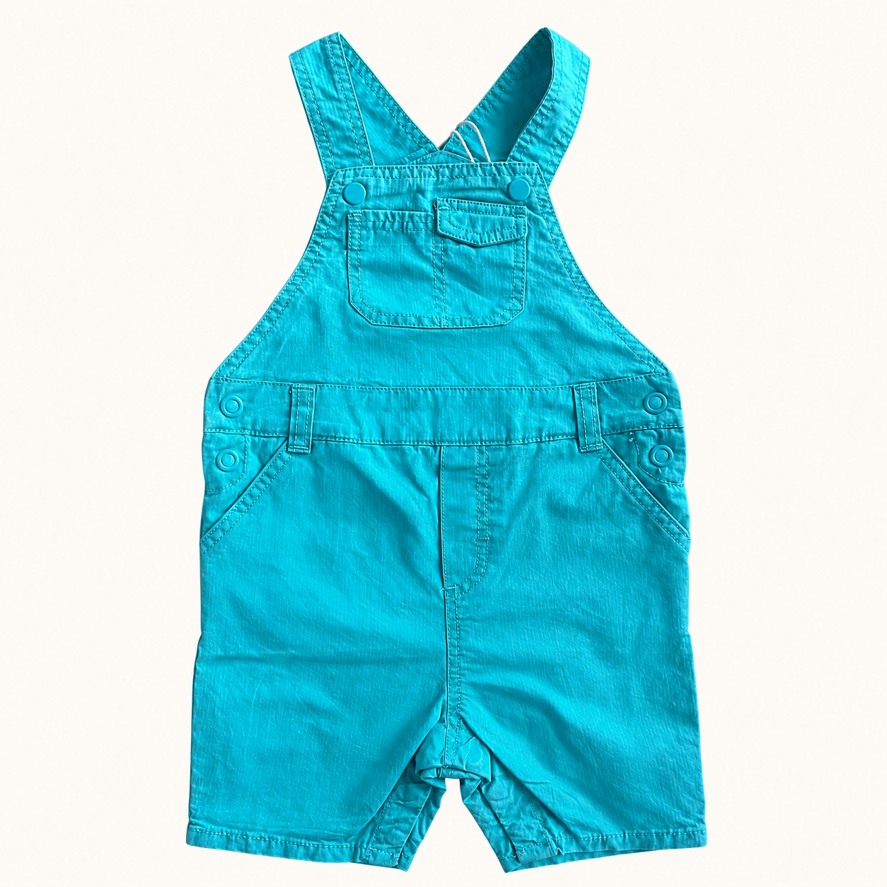 Salopette Courte Bébé en Toile Turquoise