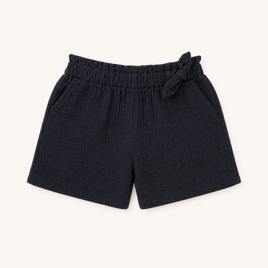Short en tissu gaufré noir