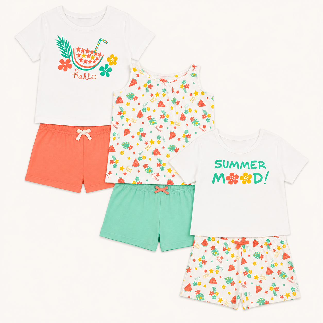 Lot de 3 Ensembles d’Été Fille