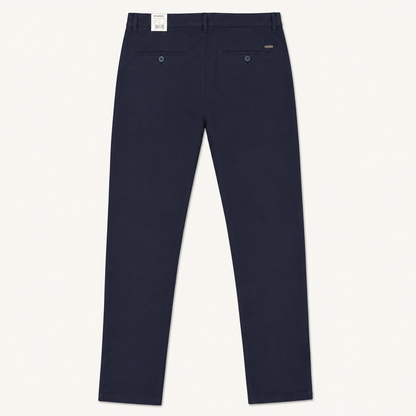 Pantalon Chino Ajusté Bleu Marine à Bandes Latérales
