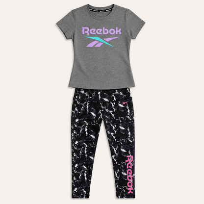 Ensemble Reebok Fille Gris et Noir Marbré