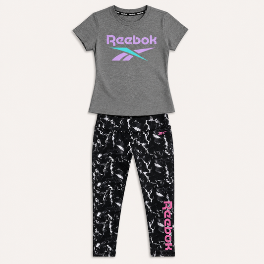 Ensemble Reebok Fille Gris et Noir Marbré