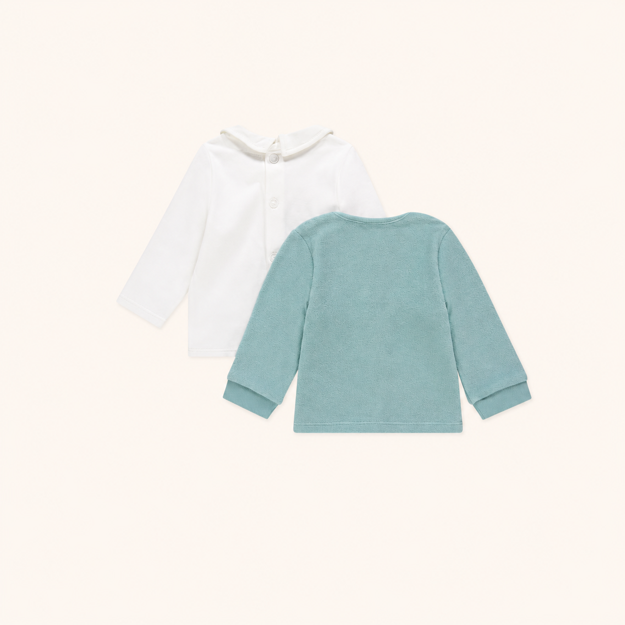 Ensemble 2 pièces Bébé Garçon - T-shirt col Claudine Ours & Cardigan en éponge bleu vert