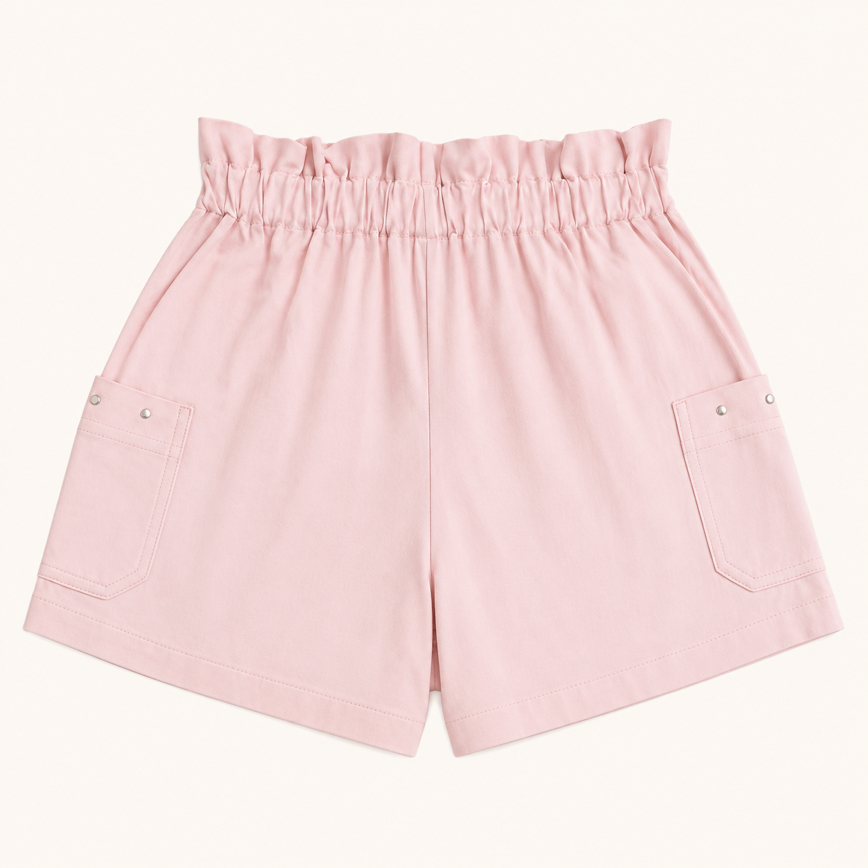 Short rose à taille paperbag et poches à rivets - Fille - Canada House