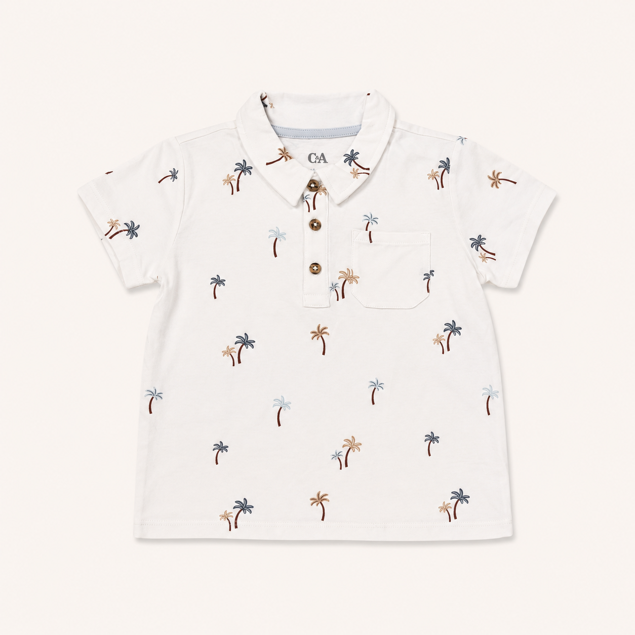 Ensemble d’été bébé garçon - Polo blanc imprimé palmiers & short