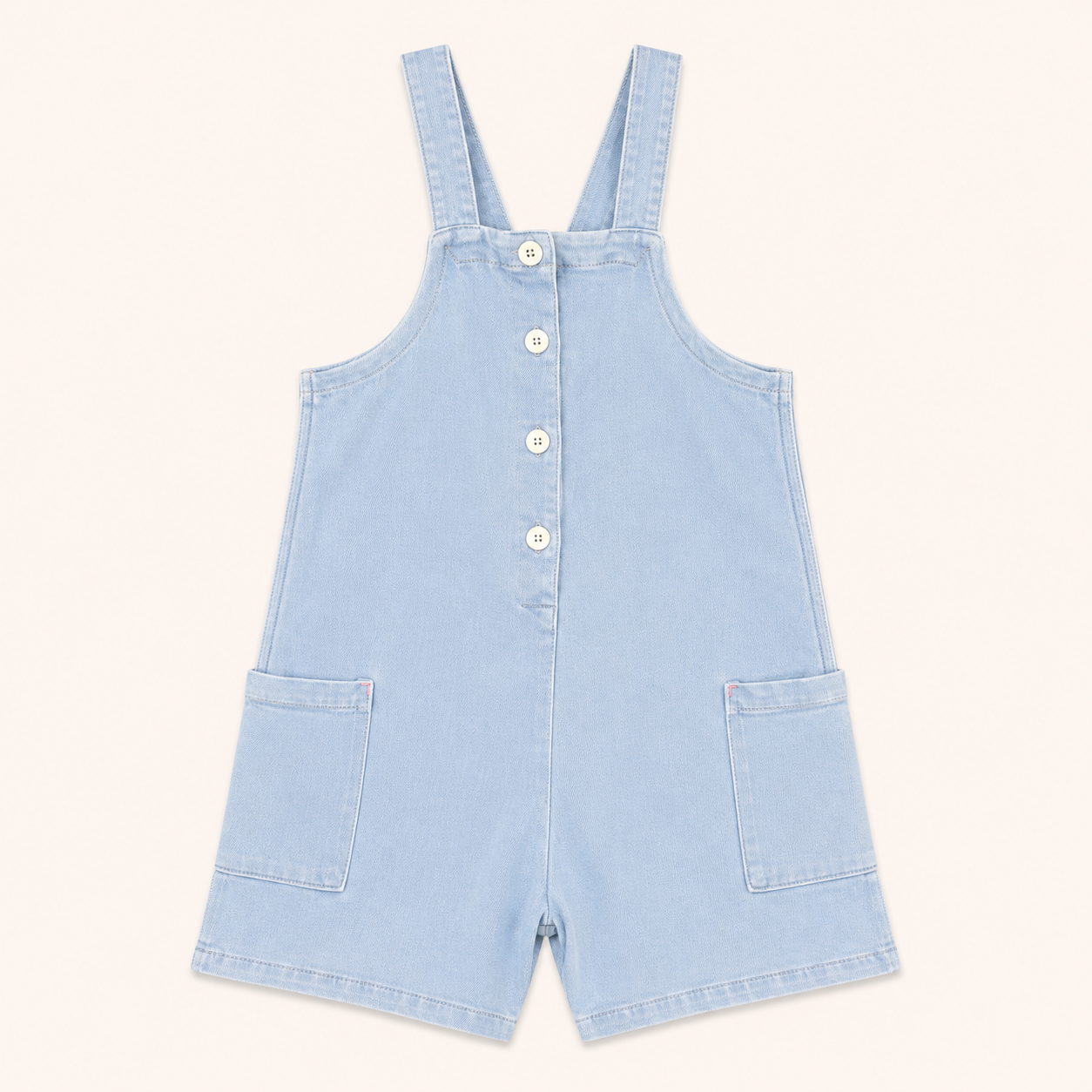 Salopette short en jean clair avec boutons – Canada House