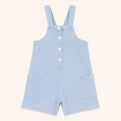 Salopette short en jean clair avec boutons – Canada House