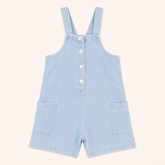 Salopette short en jean clair avec boutons – Canada House