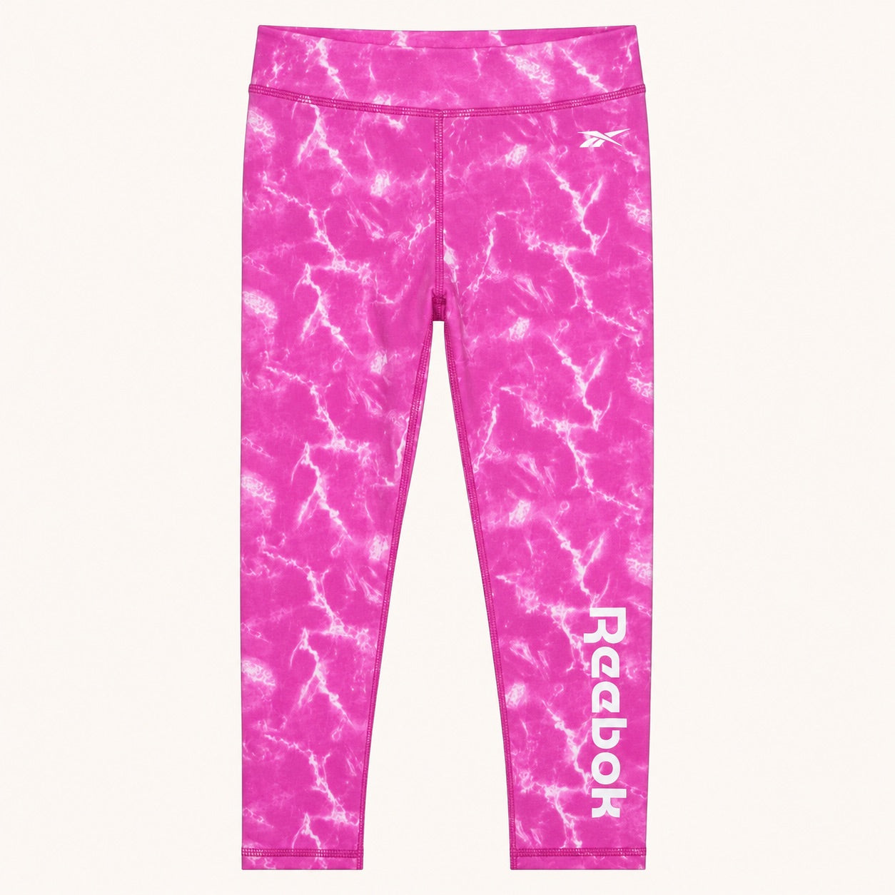 Ensemble de Sport Fille Reebok – T-shirt Noué et Legging Marbré Rose