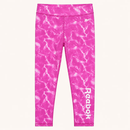 Ensemble de Sport Fille Reebok – T-shirt Noué et Legging Marbré Rose