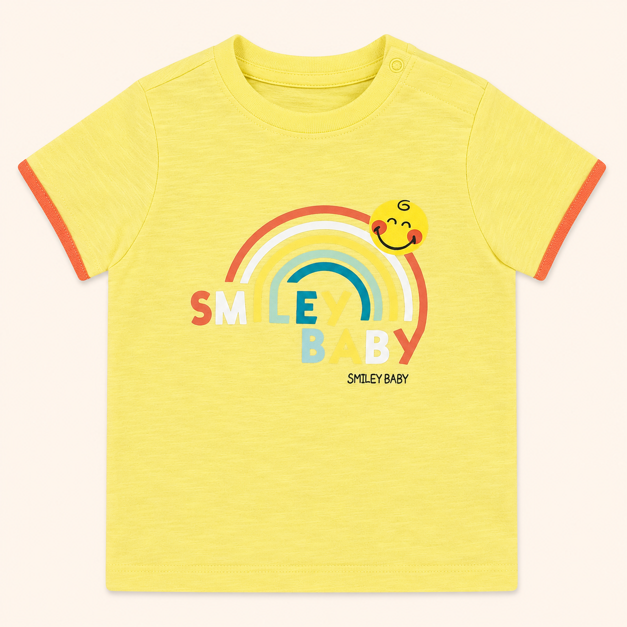 T-shirt Bébé Jaune Motif Arc-en-Ciel - "Smiley Baby"