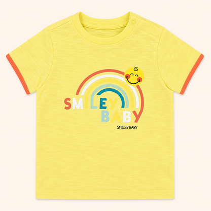 T-shirt Bébé Jaune Motif Arc-en-Ciel - "Smiley Baby"