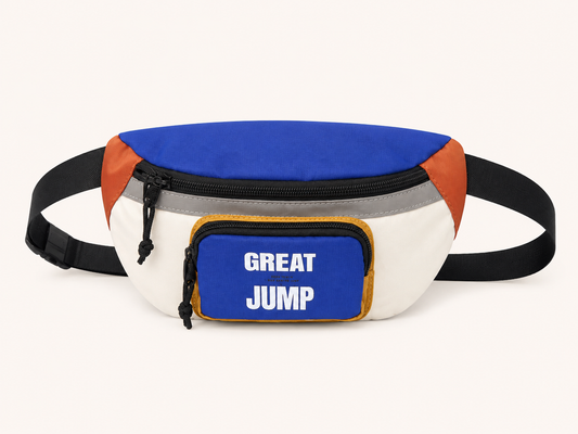 Sac banane color-block bleu et orange « Great Jump »