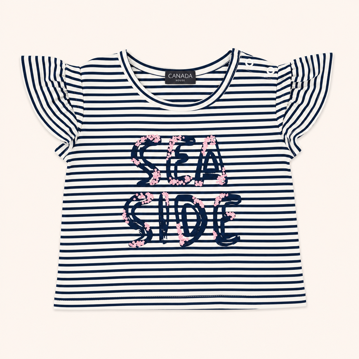 Ensemble t-shirt marinière et short rose - Fille - Canada House